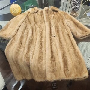Simpsons Vintage Real Mink Golden Whiskey Fur Coat Fit M/L